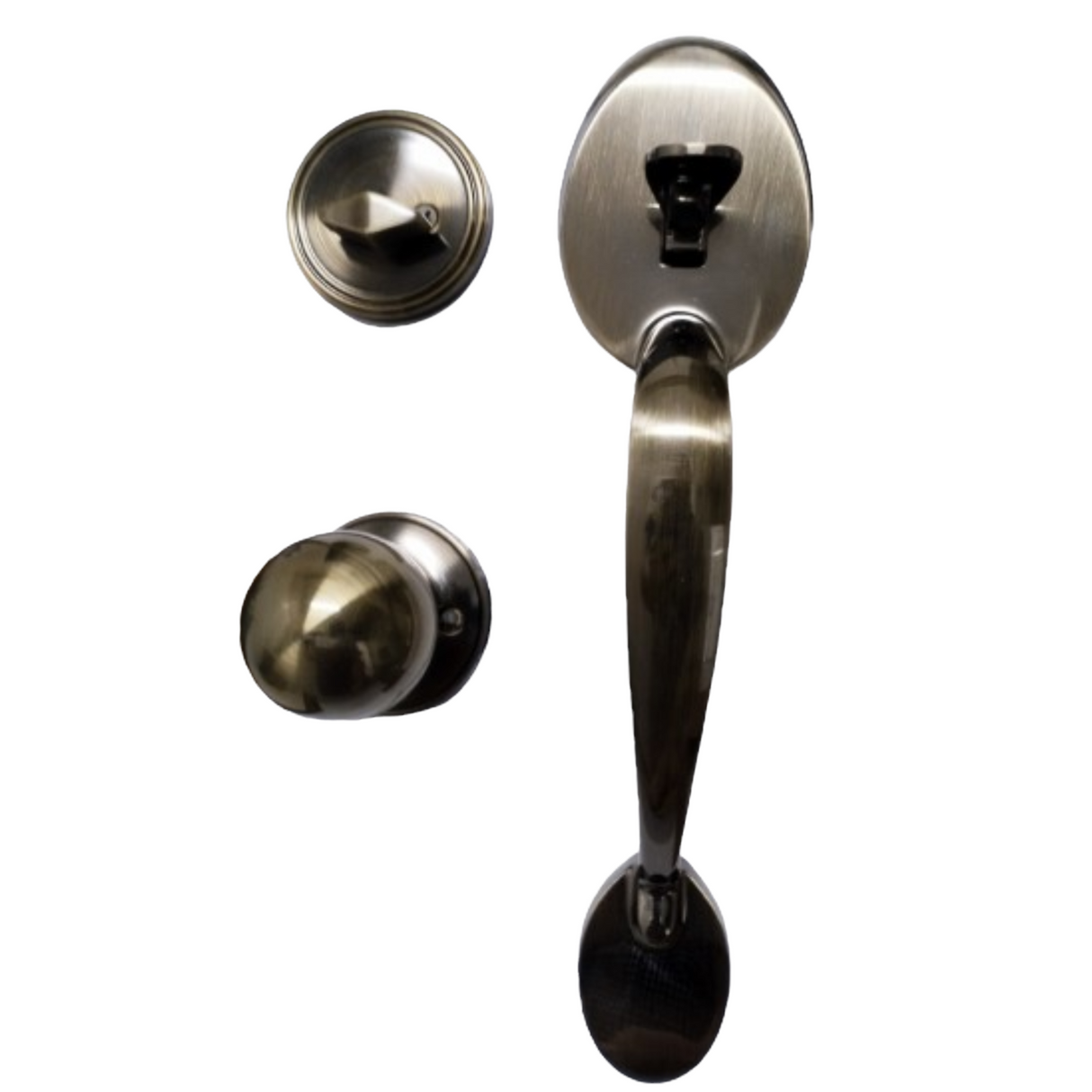 Entrance Grip Handle Lockset - Antique Brass - FOR SINGLE DOORS ONLY