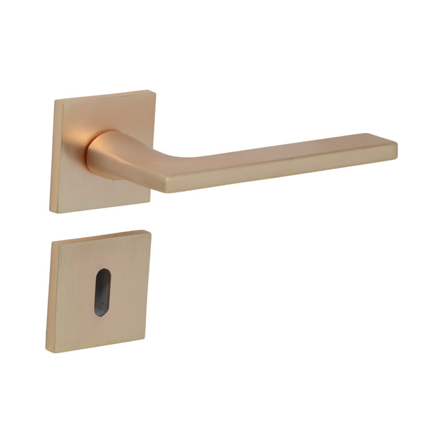 Modern Square Lever Door Handles on Square Rose - Rose Gold door handle on rose