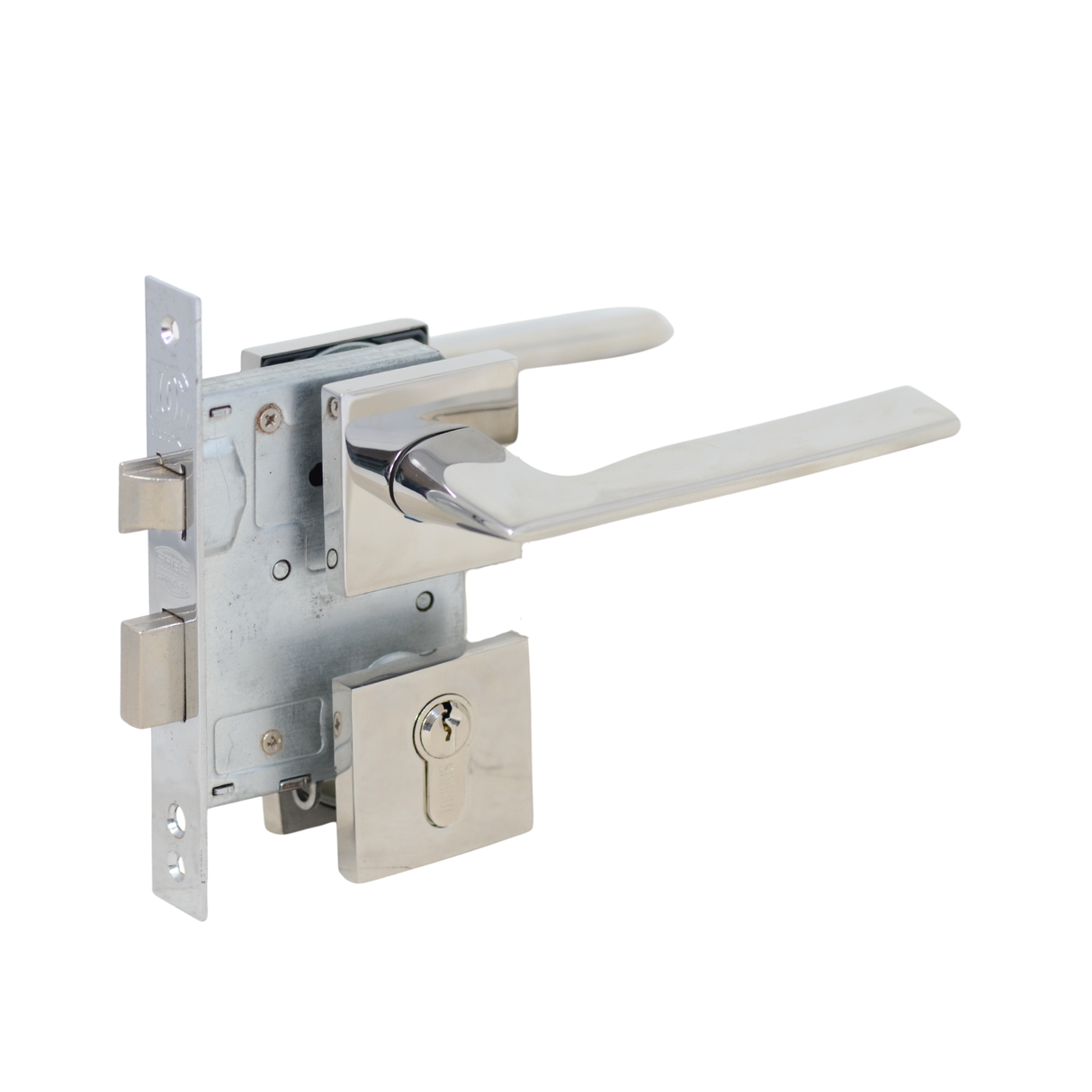 Solid Stainless Steel Lever Handle on Square Rose