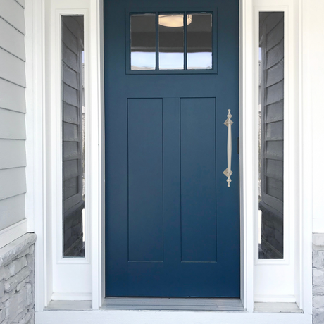 Solid brass pull handle with finials - 295mm