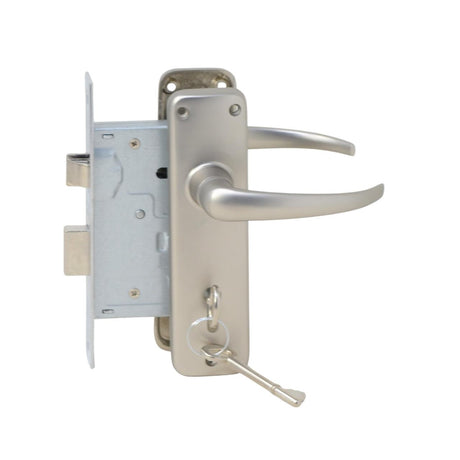 Standard Lever Door Handle on Plate with Two Lever Lock - Satin Chrome