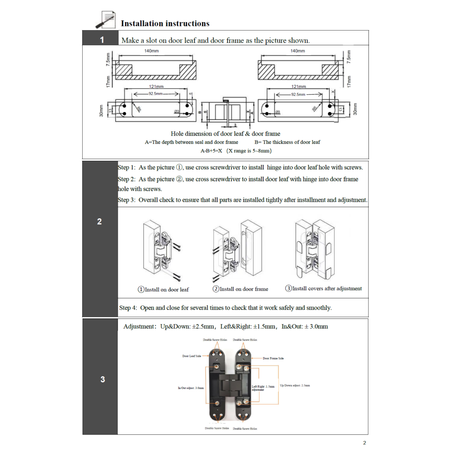 3D concealed  door hinge 30x140mm (60kg/pair)- silver/grey