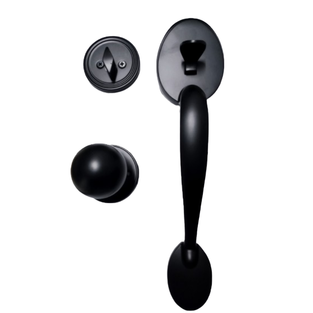 Entrance grip handle with latch and deadbolt in Matt Black - FOR SINGLE DOORS ONLY