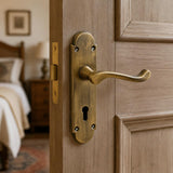 Antique Brass Door Handles - Lever Handle on Plate