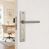 Brushed SS Lever Handle on Square Back Plate 220×40mm