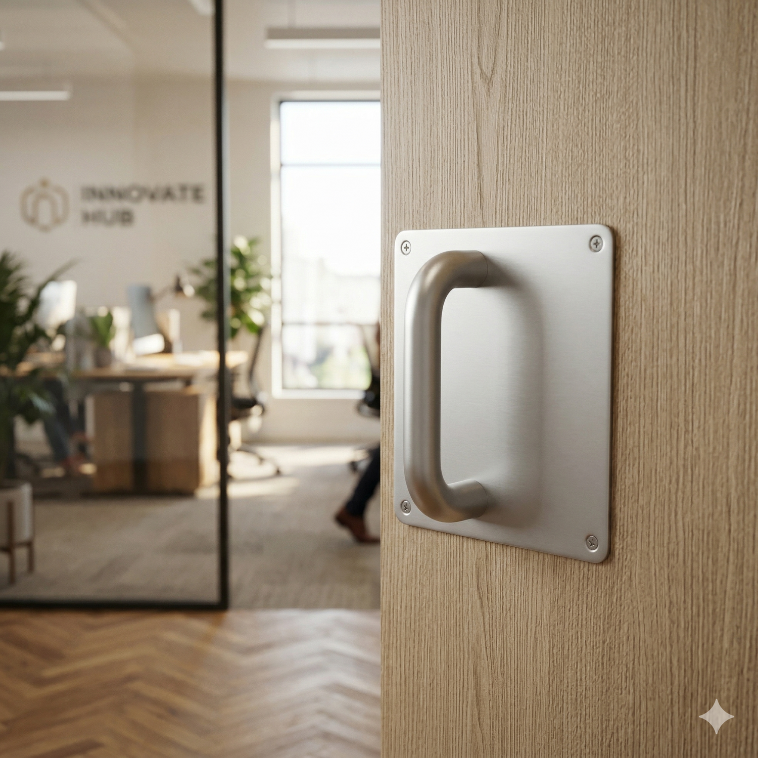 Aluminium Door Pull Handle on a 150mm x 150mm plate