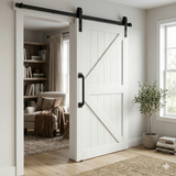 Gate and barn door handle in a black ferro grain finish