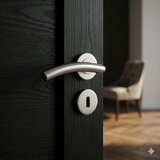 Curved Stainless Steel Lever Handle on Rose