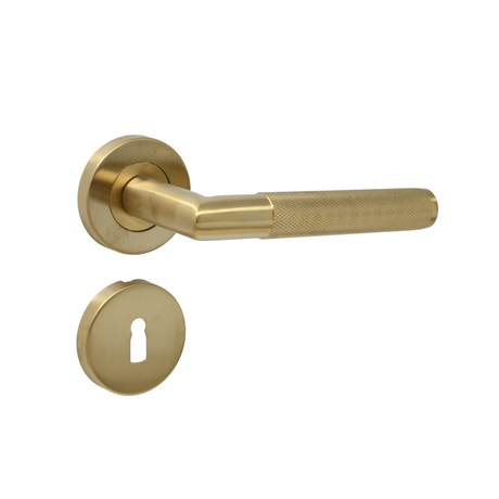 Knurled handle on plate brushed pvd brass