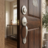 Entrance grip handle with dead bolt - satin nickel
