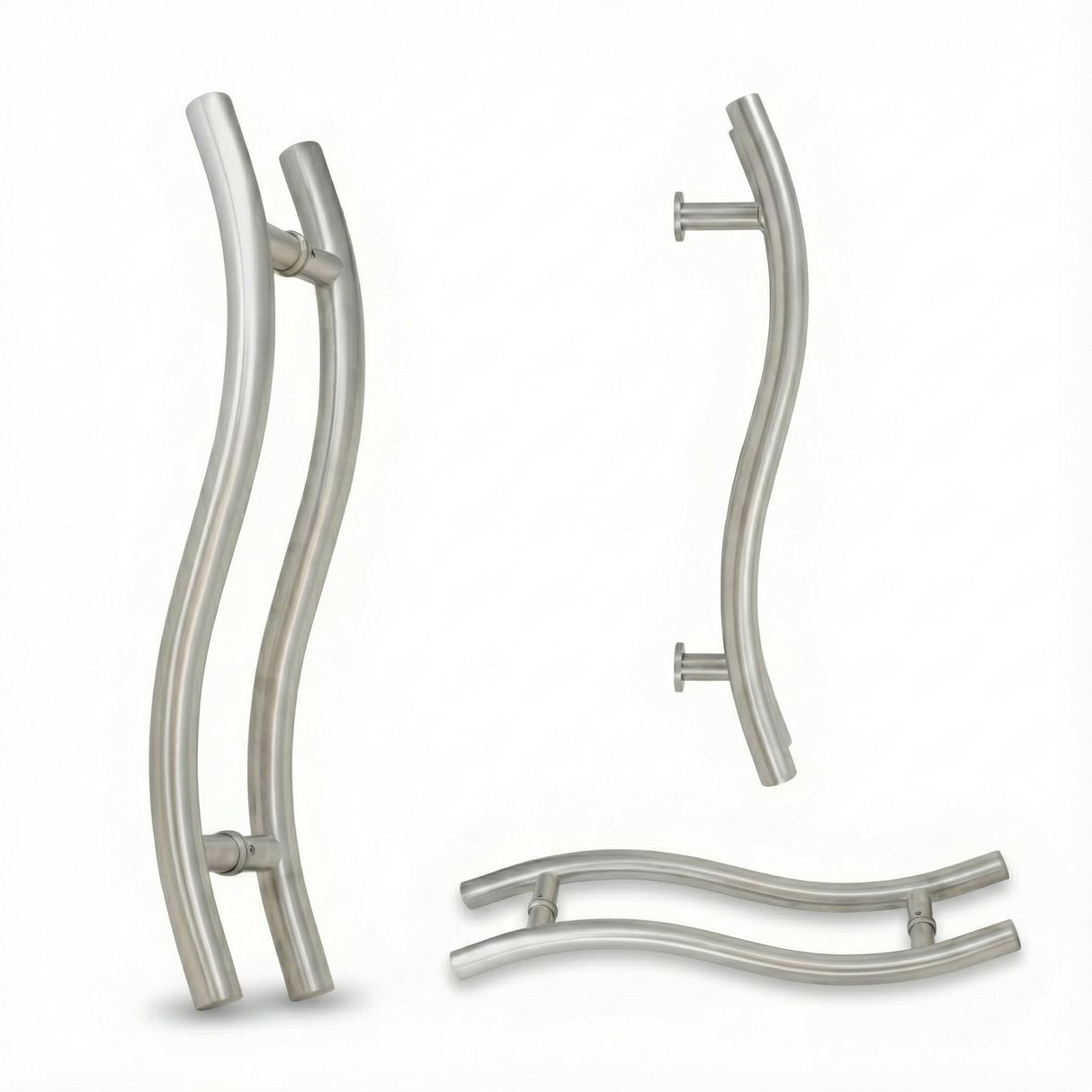 "S" shaped stainless steel pull handles 400mm CTC