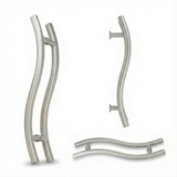 "S" shaped stainless steel pull handles 400mm CTC