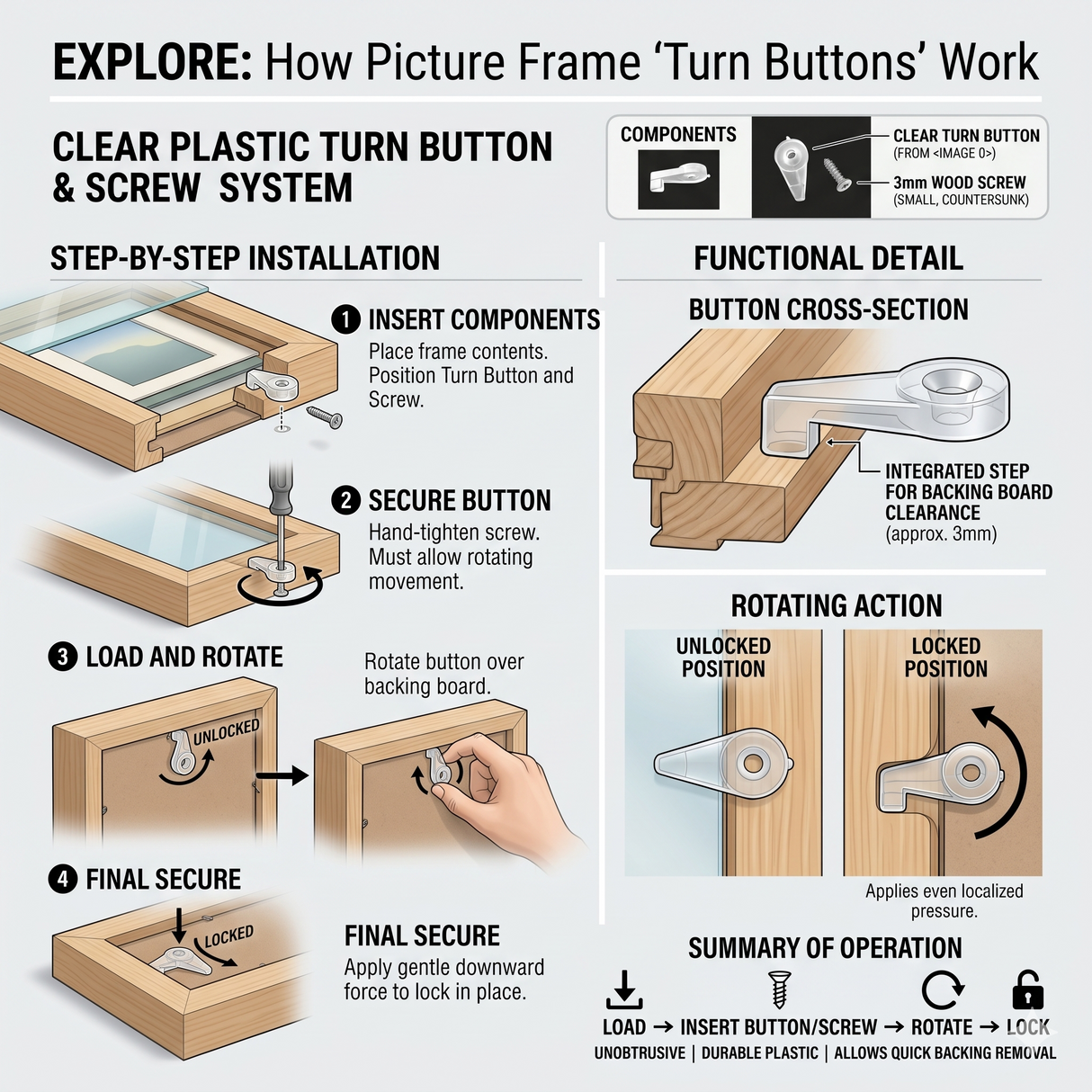 Plastic Glass Holder for Picture Frames with Step - Each
