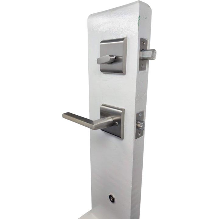 Modern Grip handle with latch and deadbolt Satin Nickel - FOR SINGLE DOORS ONLY