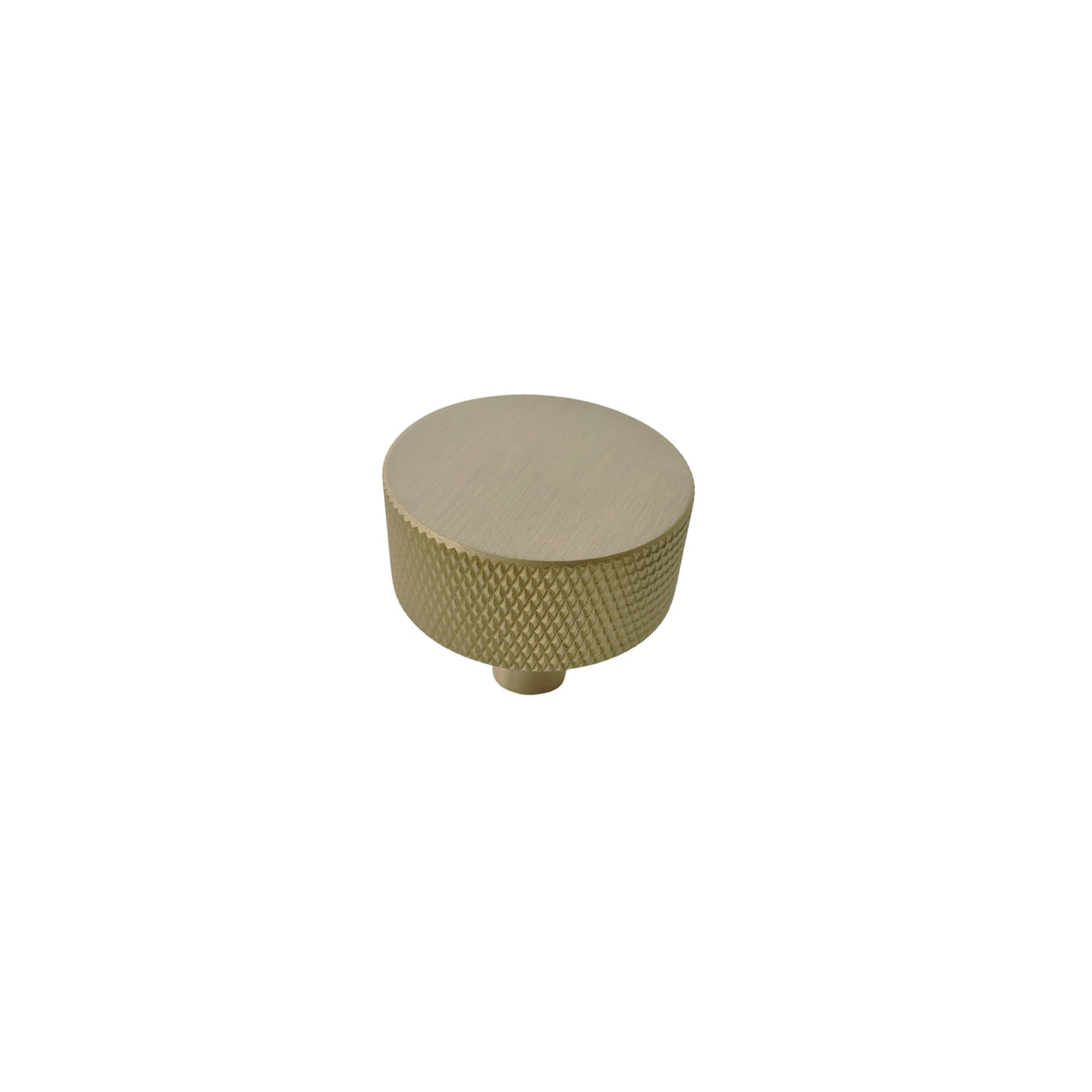 Modern Knurled cabinet knob in matt brass - 34mm