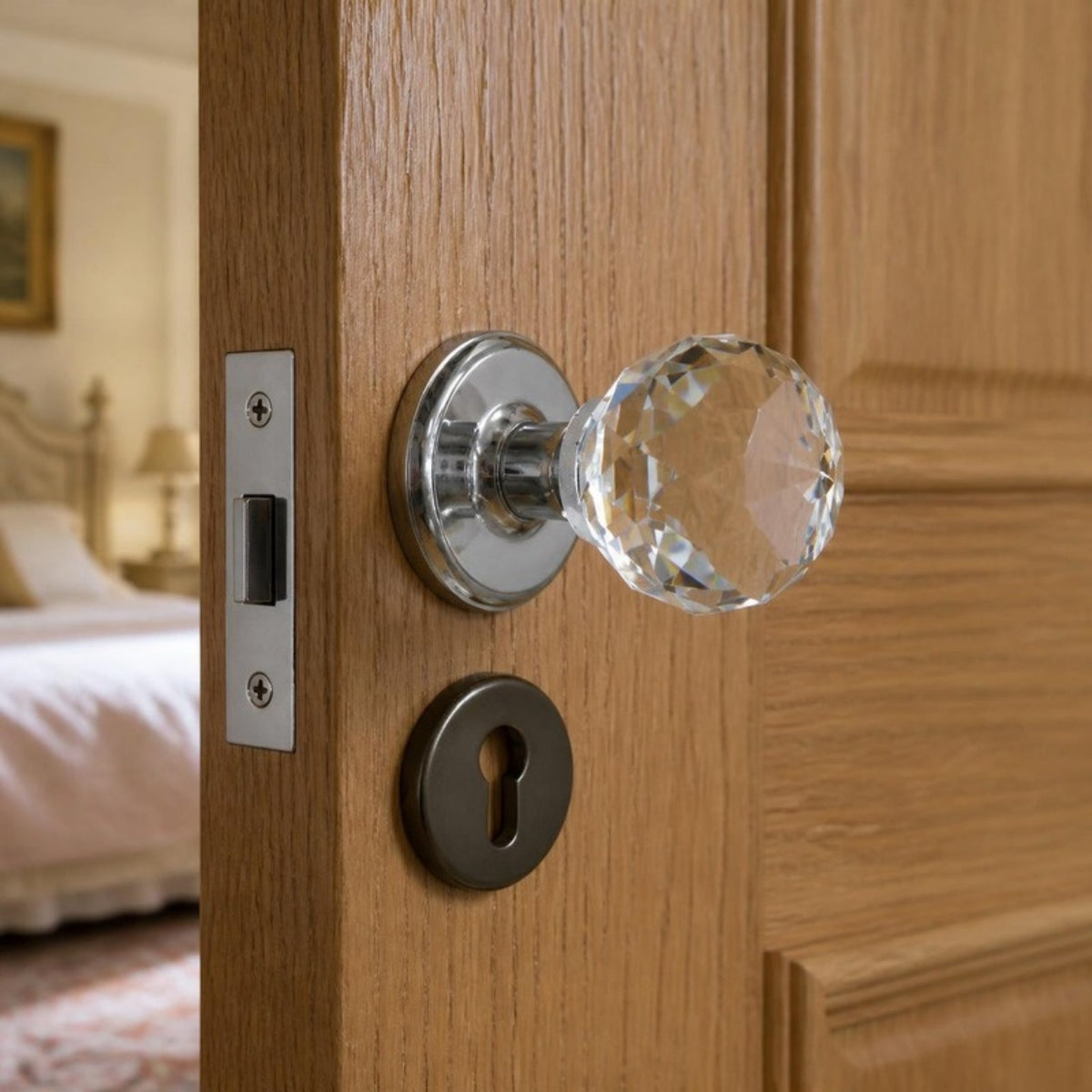 Crystal door knob on rose