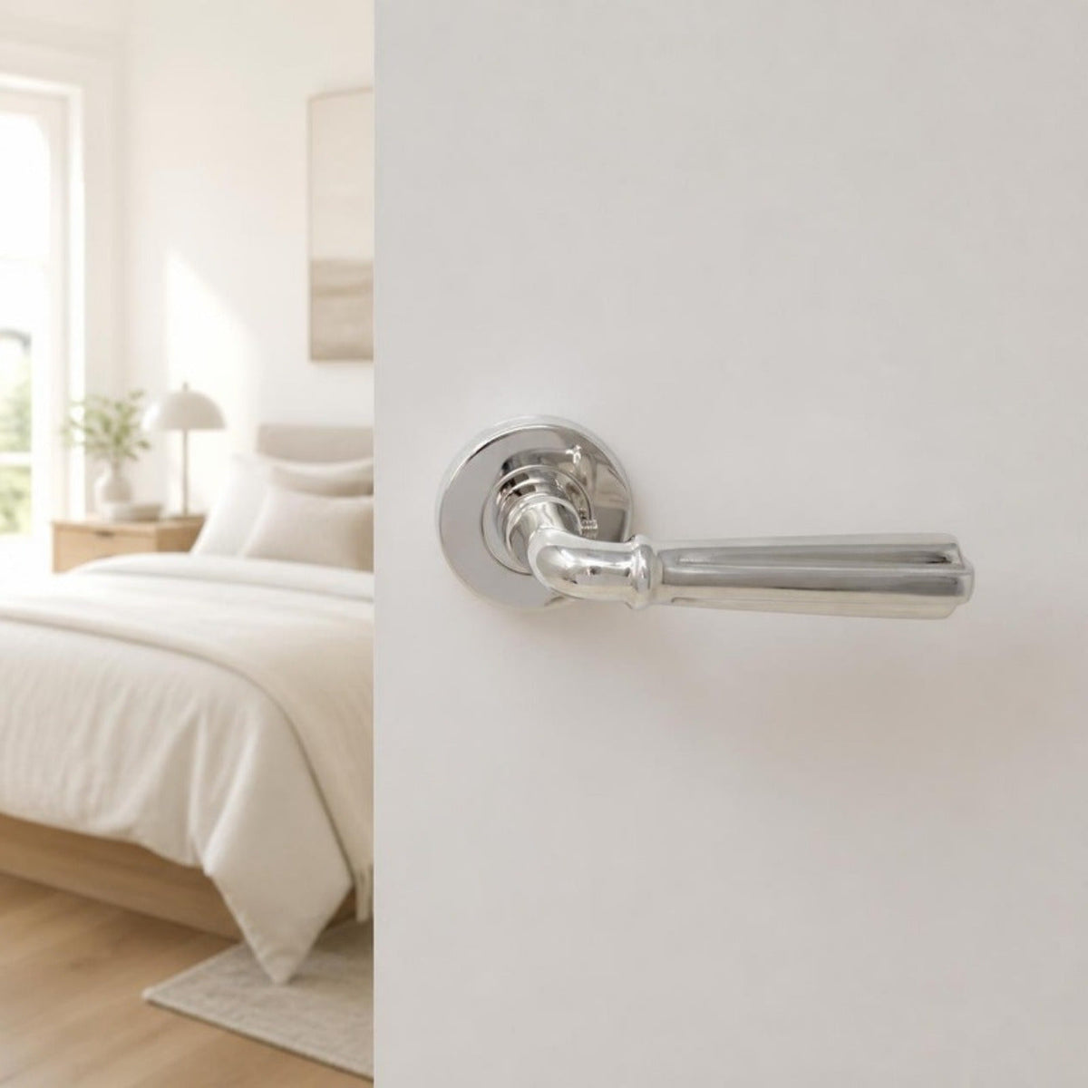 Designer edition chrome door handles on rose - "Romy" Series