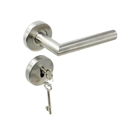 Stainless Steel Tubular Door Handle on Rose with SABS approved Two Lever Lock