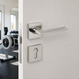 Solid Stainless Steel Lever Handle on Square Rose
