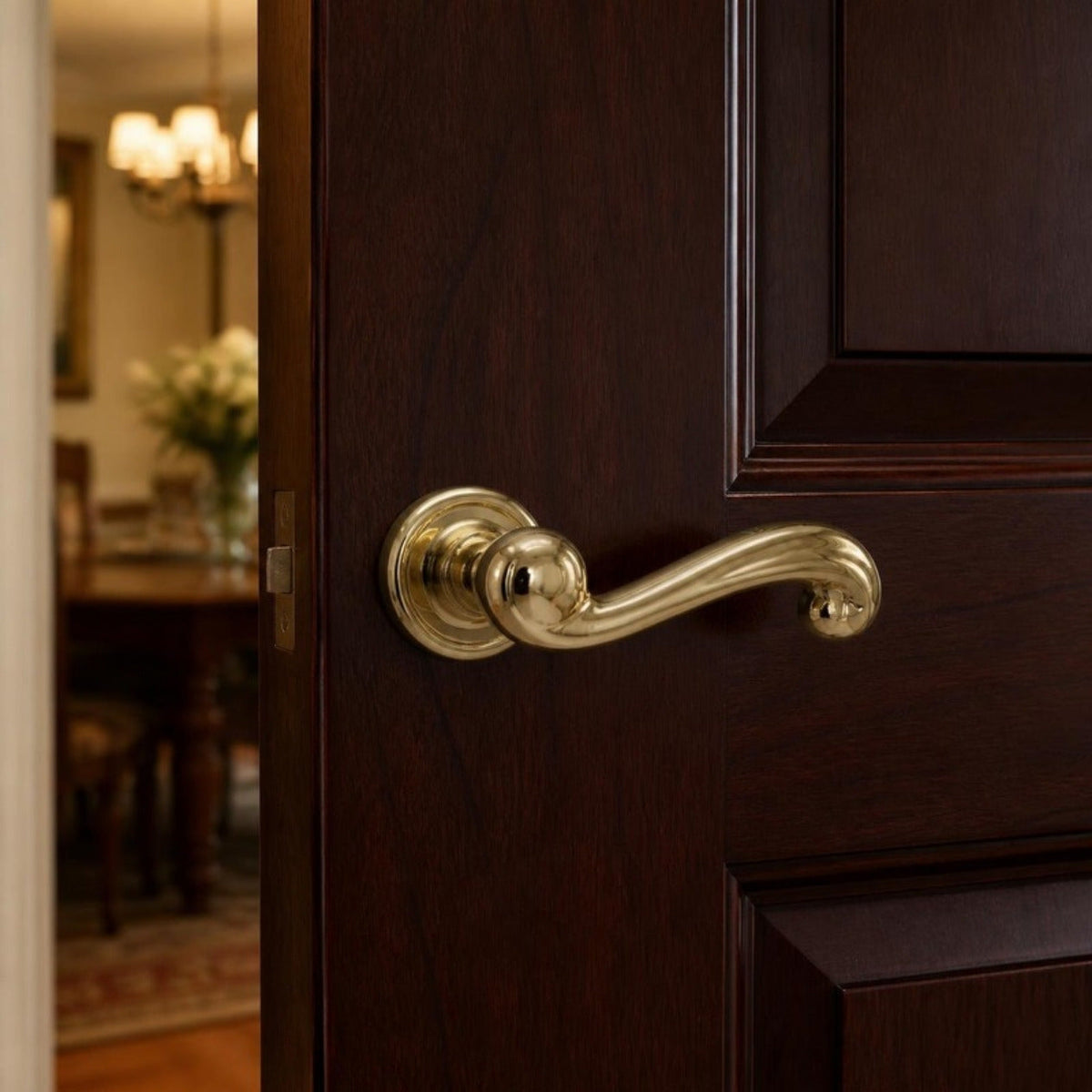 Solid Brass Italian door handles on rose made by Mariva Italia