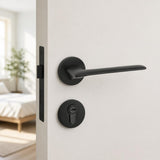 Modern Matt Black Slim Lever Handle on rose "DC" house brand