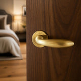 Solid brass rippled lever handle on rose