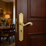 Scroll Lever handle on Plate polished brass key hole