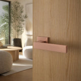Italian lever handle on rose - matt rose gold
