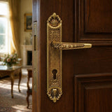 "Floral" Royal Antique Door Handles on Back Plate - 280mm