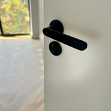 Matt Black Modern Lever Handle on Round Rose