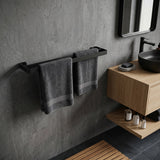 Double Towel Rail 600mm in Matt Black