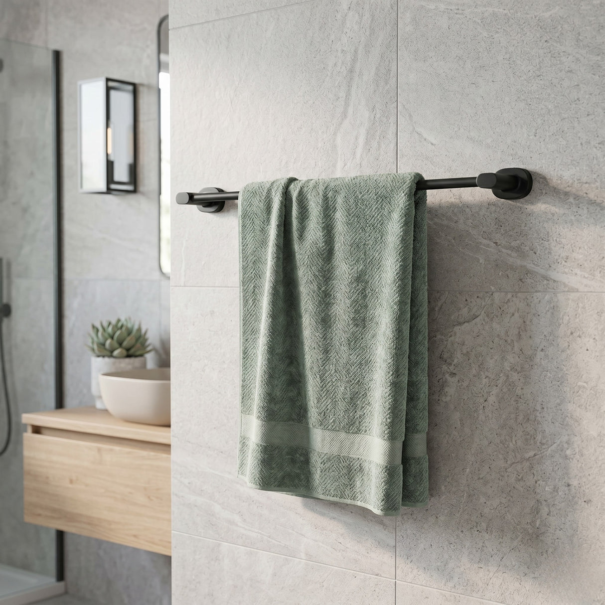 Single Towel Rail 700mm in matt black