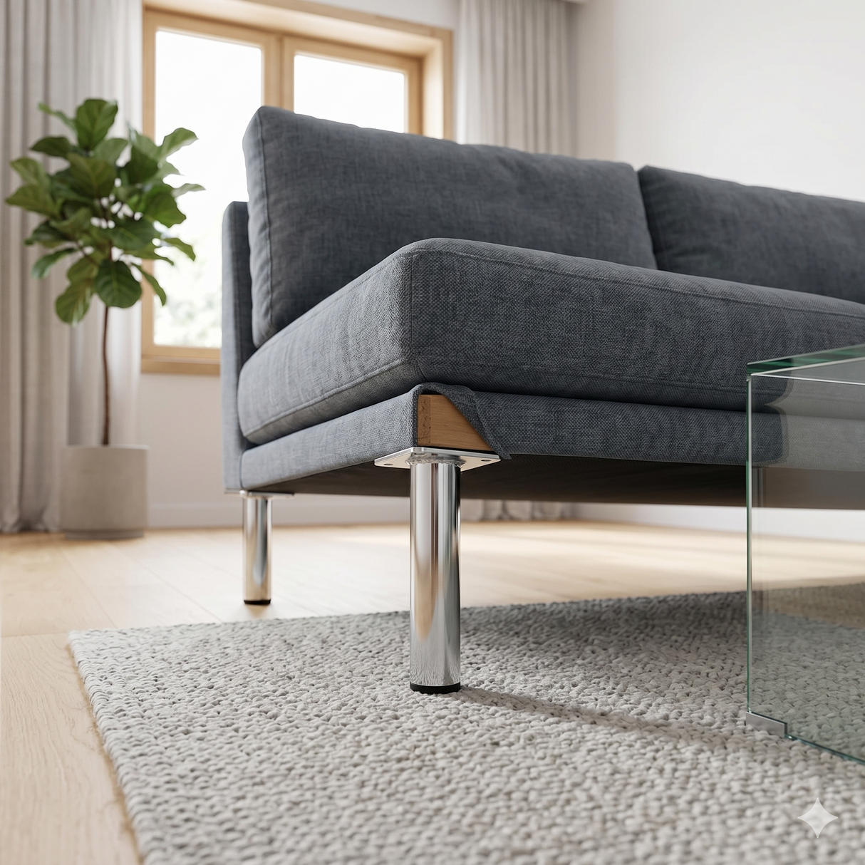 Round Furniture Leg in Chrome - 150mm