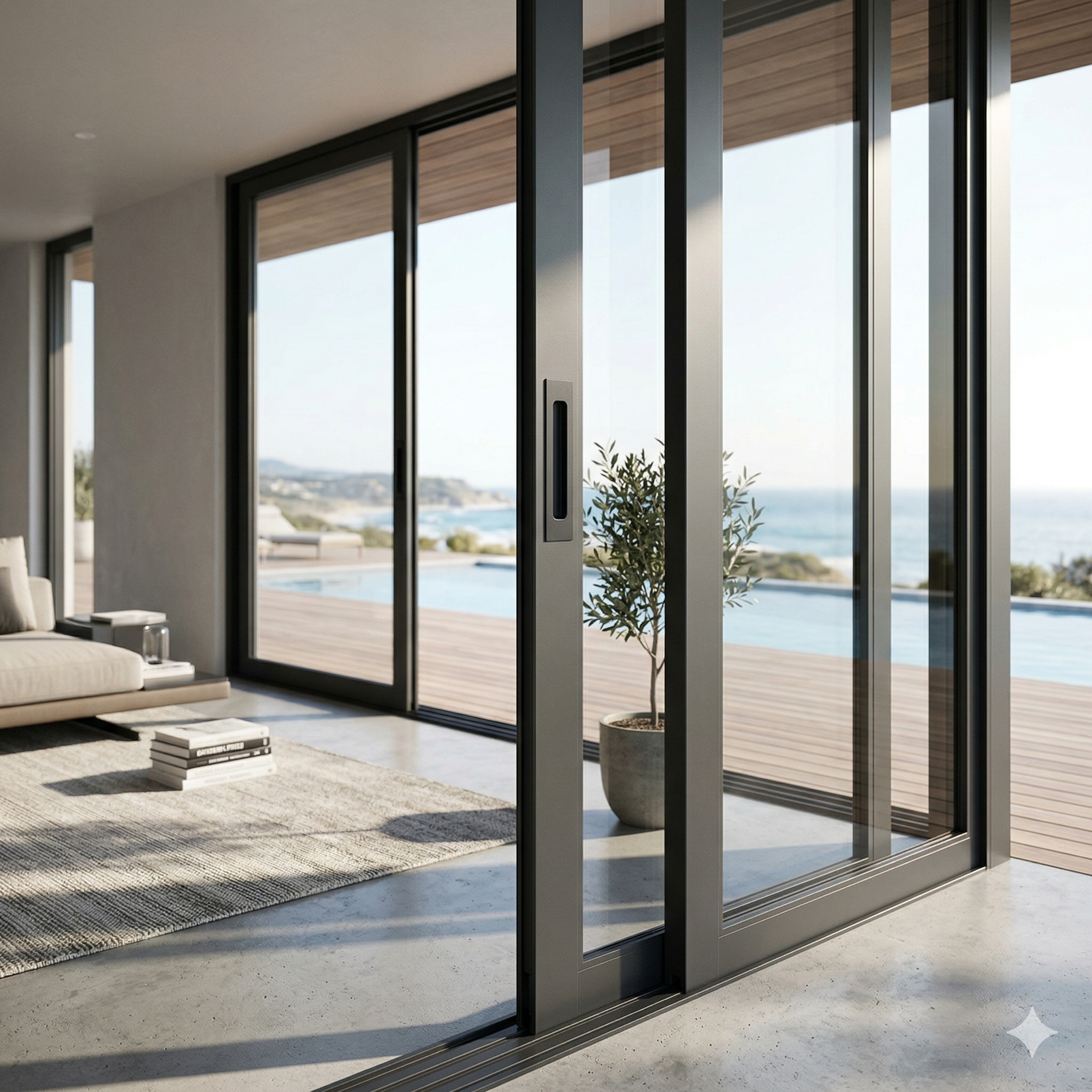 KLT  Matt black flush fitting door handle for wooden or aluminium doors