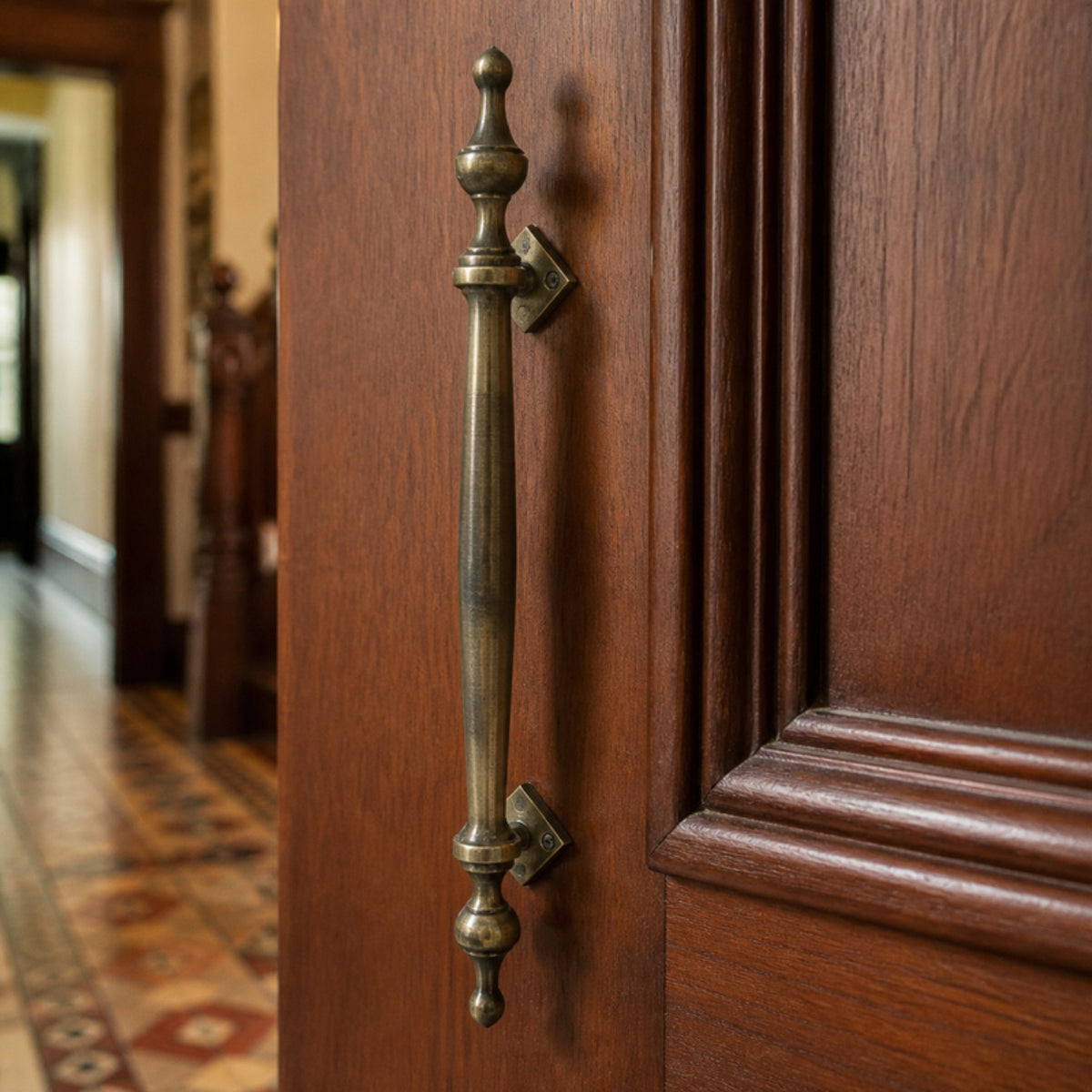 Victorian Solid Brass Pull Handle - 400mm overall length