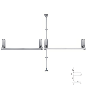 Emergency exit push bar with vertical rods- double door set