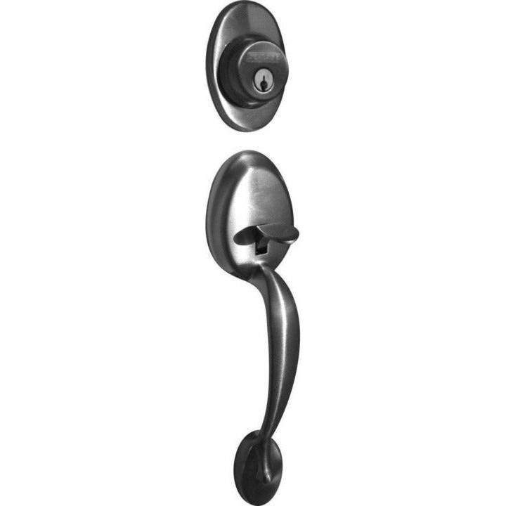 Entrance grip handle with dead bolt - satin nickel - FOR SINGLE DOORS ONLY