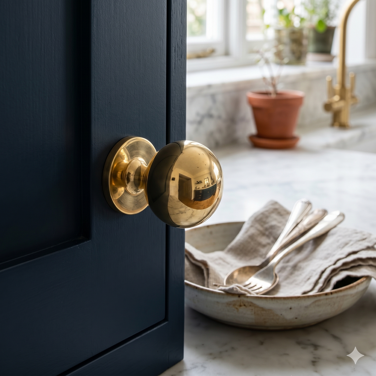 Round brass knob 30mm