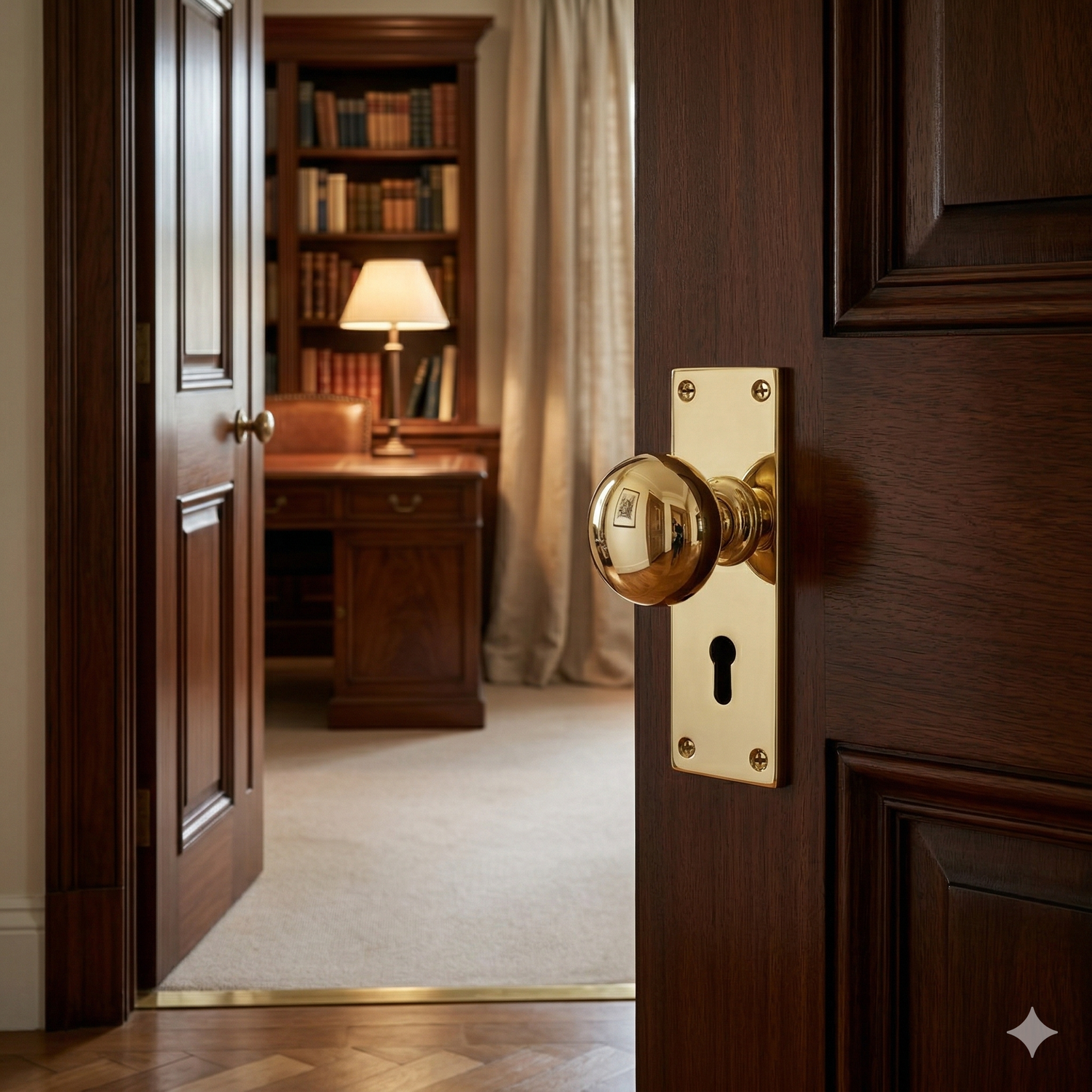 Solid Brass Round Knob on Plate