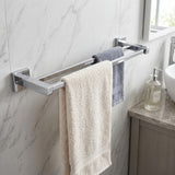 Square stainless steel double towel rail
