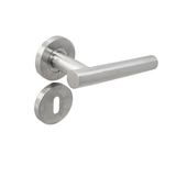 Stainless steel tubular lever handle on rose with notch