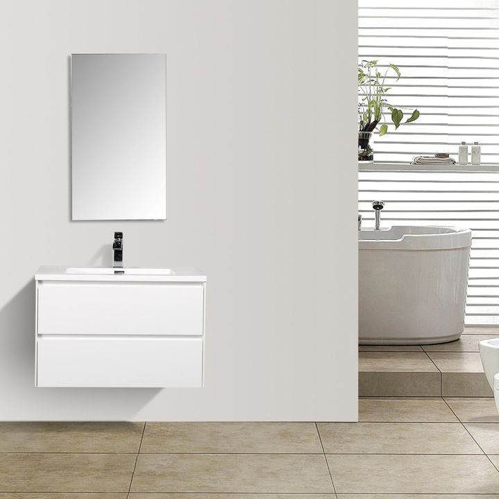 Enzo Vanity Cabinet 800 White with Basin - Decor Handles