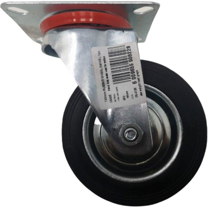 100mm Rubber Industrial Trolley Castor
