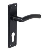 Lever handle on plate black 150x40mm matt black cylinder hole