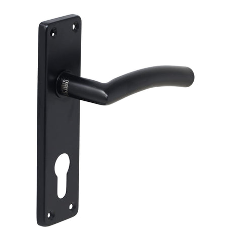 Lever handle on plate black 150x40mm matt black cylinder hole