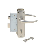 Standard Lever Door Handle on Plate with Two Lever Lock - Satin Chrome