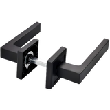 Matt Black Italian lever handle on square rose