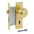 Solid Brass Door Knob on Plate with Two Lever Lock
