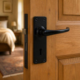 Decor City Black Door Handle with 2 Lever Lock Set