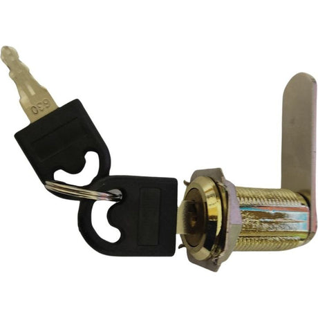 Brass Plated Cam Lock - 30mm - Straight cupboard lock
